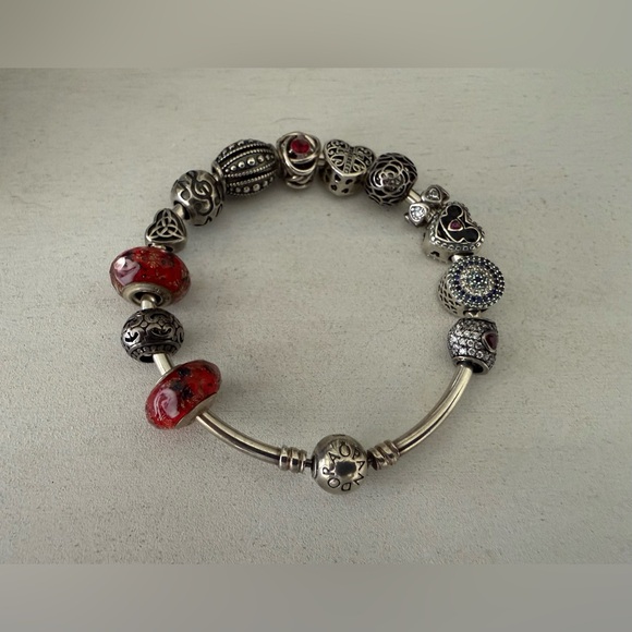 Pandora Jewelry - Pandora Bangle Bracelet w/ 13 Charms S925 - ALE - 925 Sterling Silver 8 inches